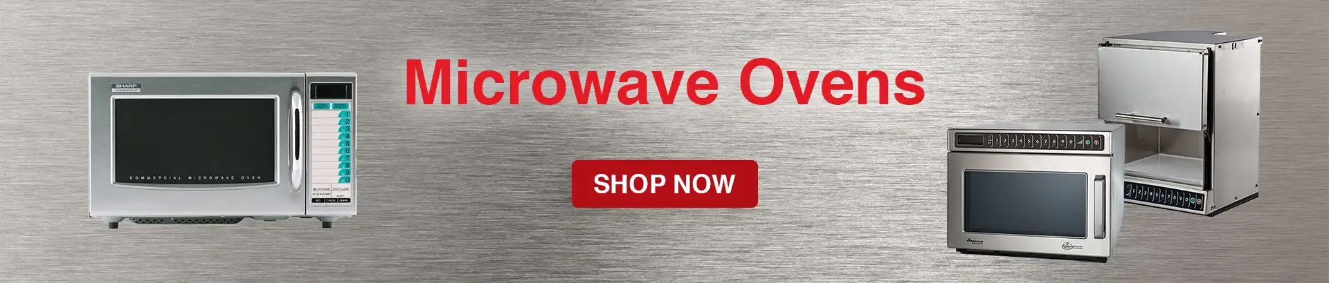 Banner image displaying text for Microwave Ovens available to shop now